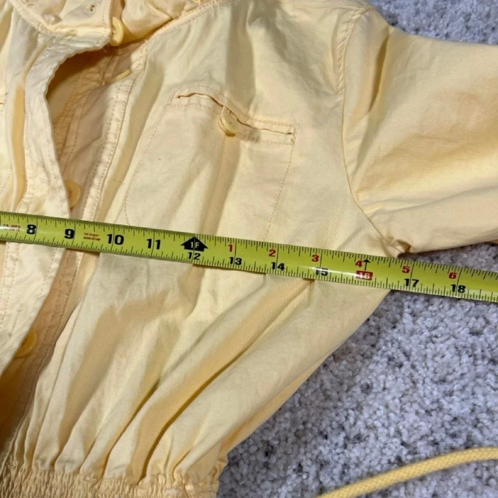 Y2K Cappagallo Yellow Lightweight Jacket Mock Neck Fitted Waist Womens 6